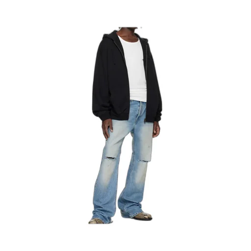 Vetements Logo Embroidered Zip-Up Drawstring Hoodie