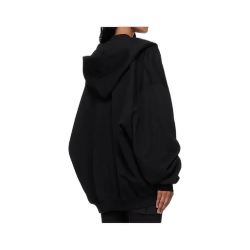Vetements Logo Embroidered Zip-Up Drawstring Hoodie