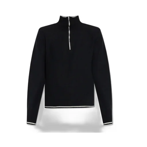High-Neck Front-Zip Sweater