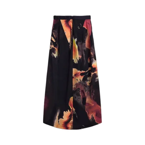 Abstract-Print Long Skirt