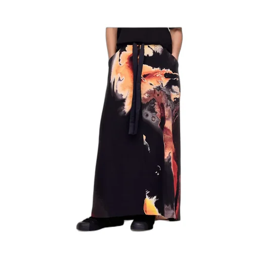 Abstract-Print Long Skirt