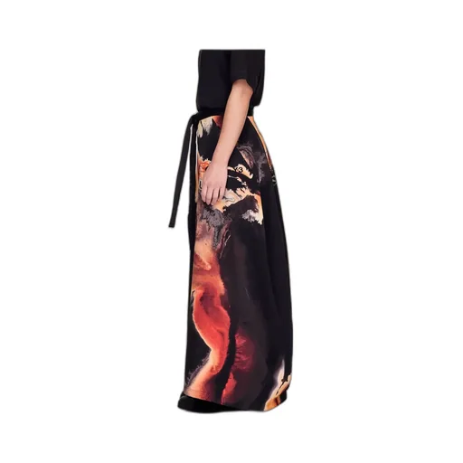 Abstract-Print Long Skirt