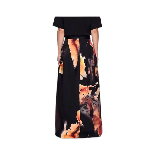 Abstract-Print Long Skirt