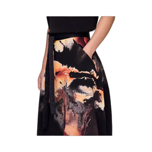 Abstract-Print Long Skirt