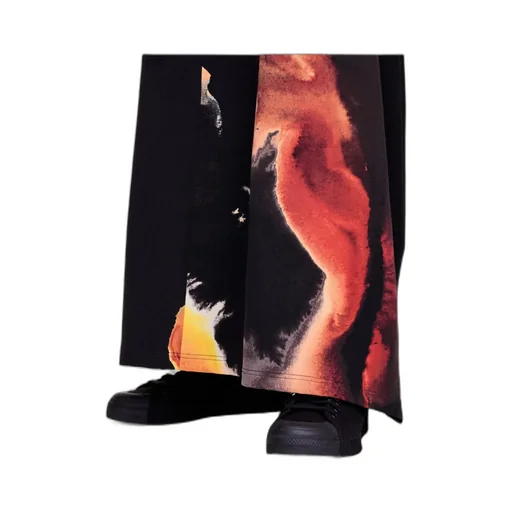 Abstract-Print Long Skirt