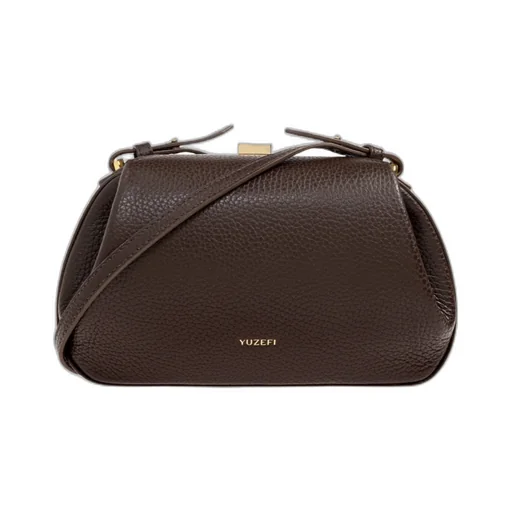Leather Clasp-Detail Shoulder Bag