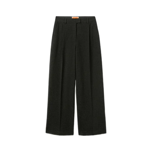 Grid-Pattern Cotton Trousers