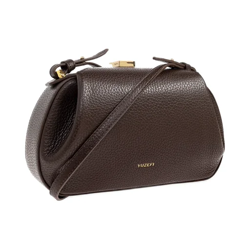 Leather Clasp-Detail Shoulder Bag