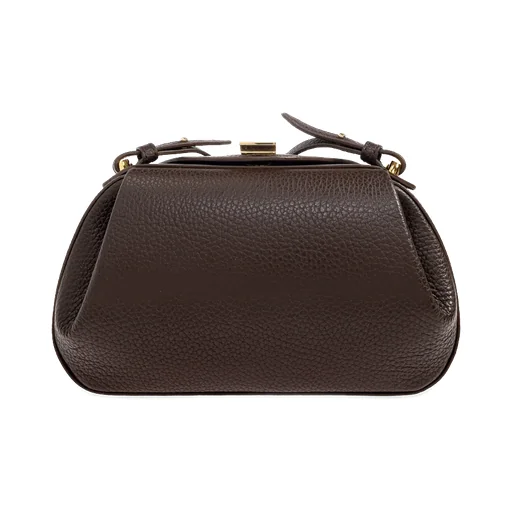 Leather Clasp-Detail Shoulder Bag