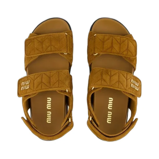 Sporty Quilted Double-Strap Sandals
