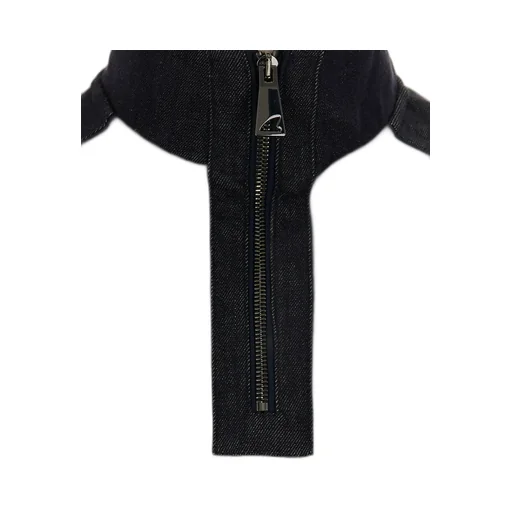 Half-Zip Denim-Panel Sweater
