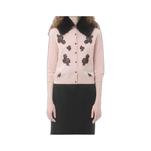 Valentino Lace Embellished Button-Up Cardigan