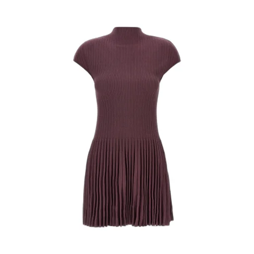 Ribbed Pleated Mini Dress