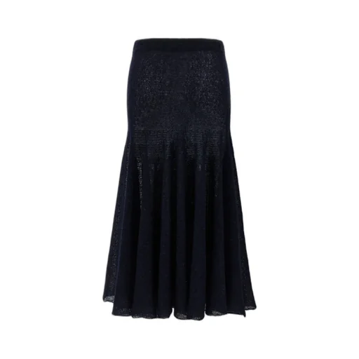 Elastic-Waistband Flared Midi Skirt