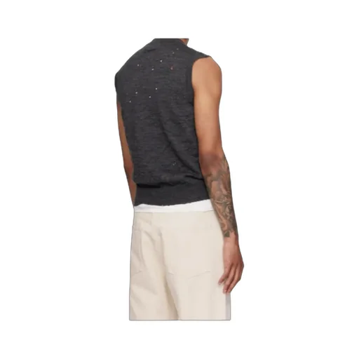 Numeric-Logo Distressed Knitted Vest