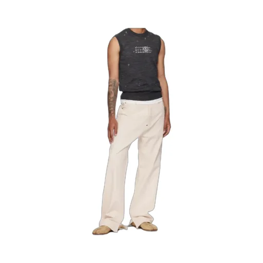 Numeric-Logo Distressed Knitted Vest