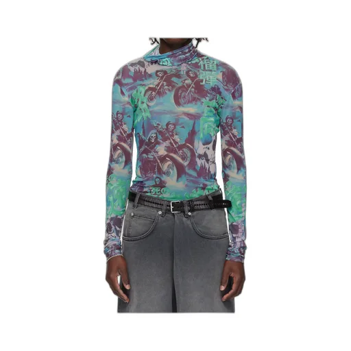 Masked Mesh Turtleneck
