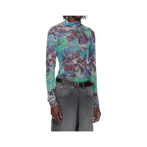 Masked Mesh Turtleneck