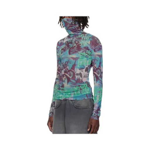 Masked Mesh Turtleneck