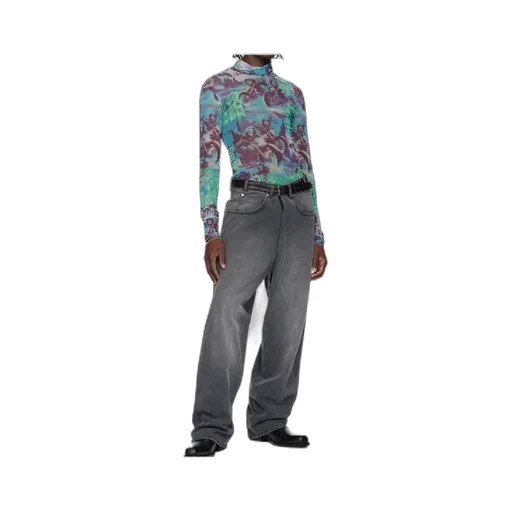 Masked Mesh Turtleneck