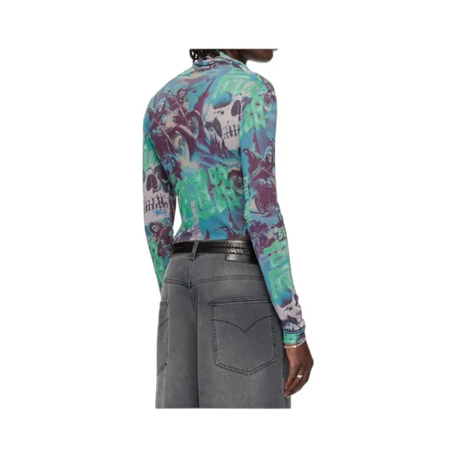 Masked Mesh Turtleneck