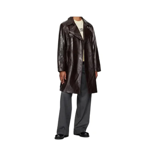 Faux Leather Trench Coat
