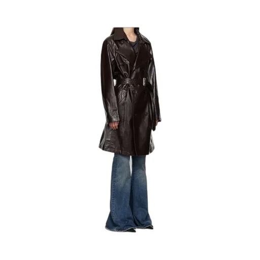 Faux Leather Trench Coat