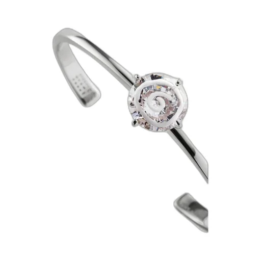 Crystal-Rose Cuff Bracelet