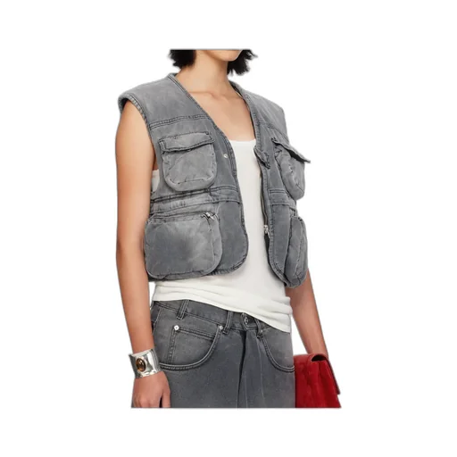 Wadded Cargo Denim Vest