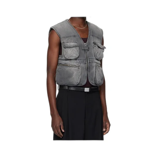 Wadded Cargo Denim Vest