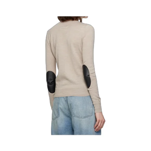 Elbow-Patch Crew-Neck Sweater
