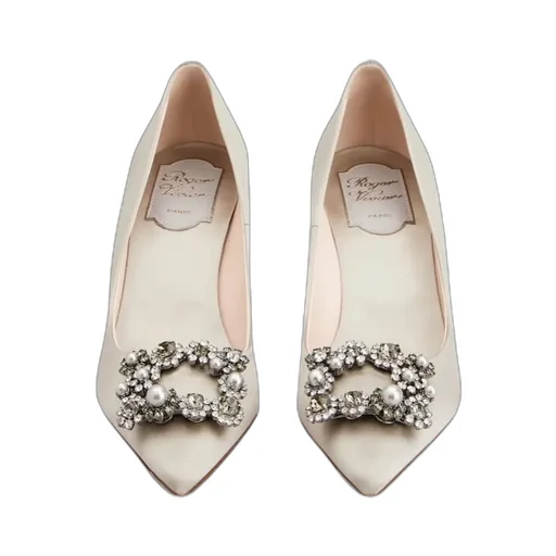 65Mm Efflorescence Jewel-Buckle Satin Pumps