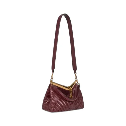 Medium Woven Leather Vela Bag