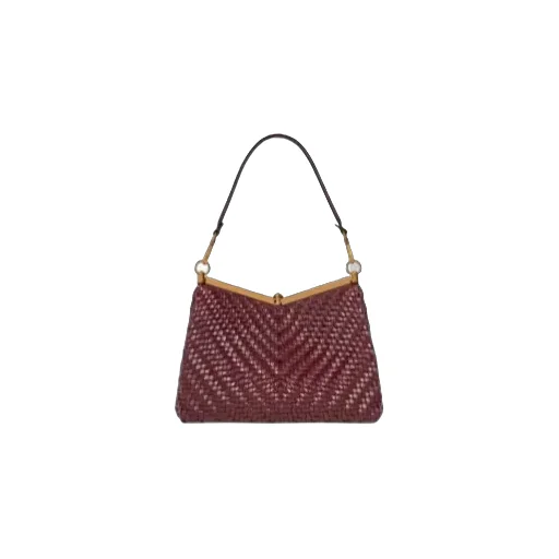 Medium Woven Leather Vela Bag