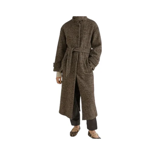 Straight-Fit Herringbone Wool-Blend Coat