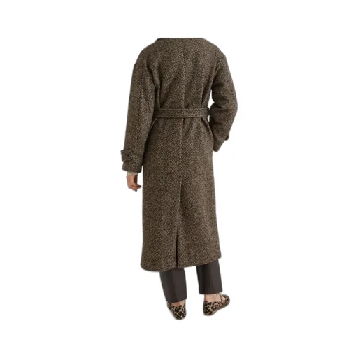 Straight-Fit Herringbone Wool-Blend Coat