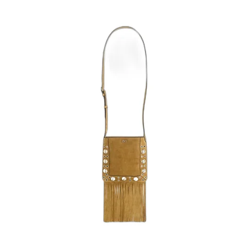 Fringe-Embellished Eyelet Shoulder Bag
