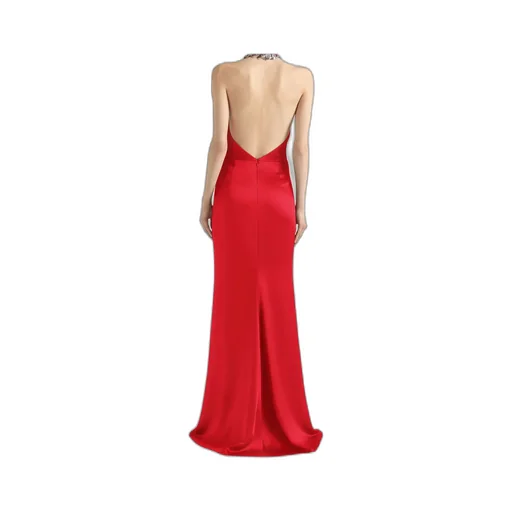 Halter Neck Dress In Crepe And Satin