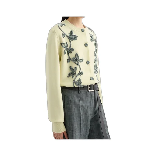 Wool Blend Embroidered Cardigan