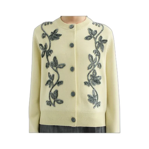 Wool Blend Embroidered Cardigan