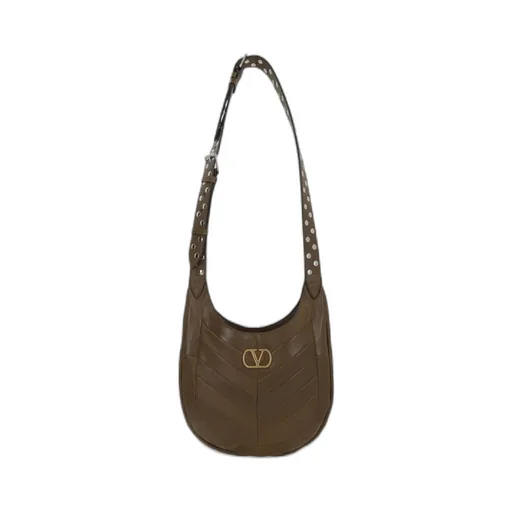 Valentino Chevron-Patterned Logo Plaque Shoulder Bag