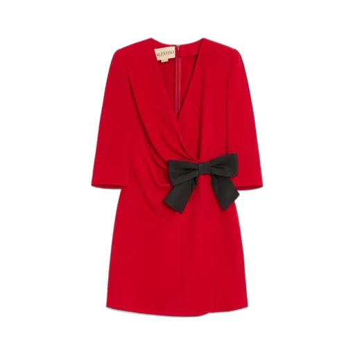 Valentino Bow Detailed V-Neck Dress