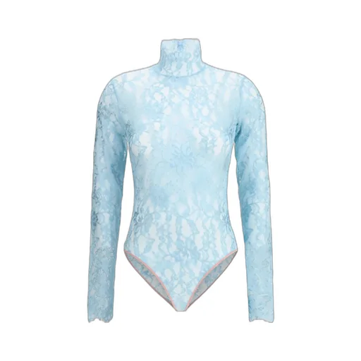 Valentino Lace Detailed Mock Neck Bodysuit