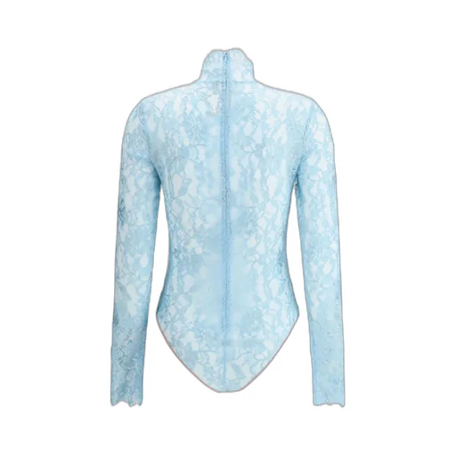 Valentino Lace Detailed Mock Neck Bodysuit