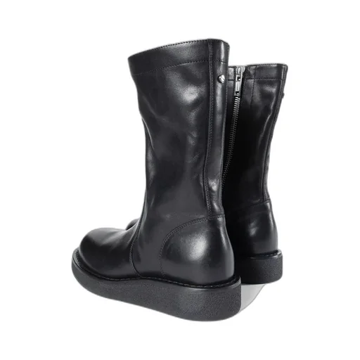 Side-Zip Round-Toe Boots