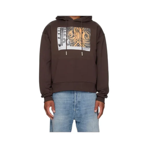 Brown Printed Wood Hoodie