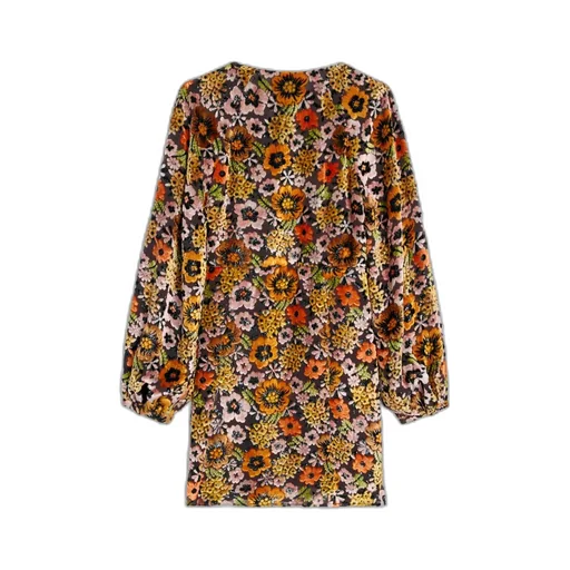 Mini Folk Dress In Velvet Jacquard