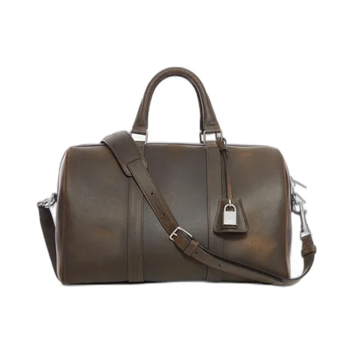Large Boston In Suede Calfskin Waxed Effect