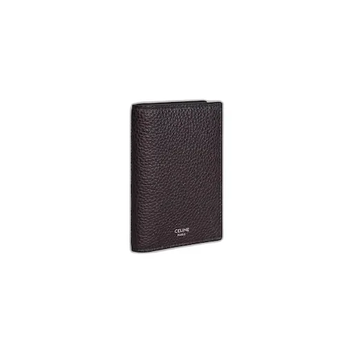 Vertical Card Holder In Grained Calfskin
