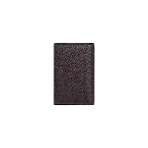 Vertical Card Holder In Grained Calfskin